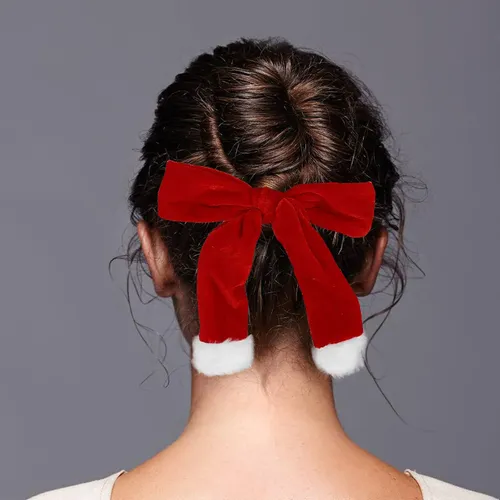 4 Broches Con Lazo Navideño: Pinzas Para El Pelo Con Forma D