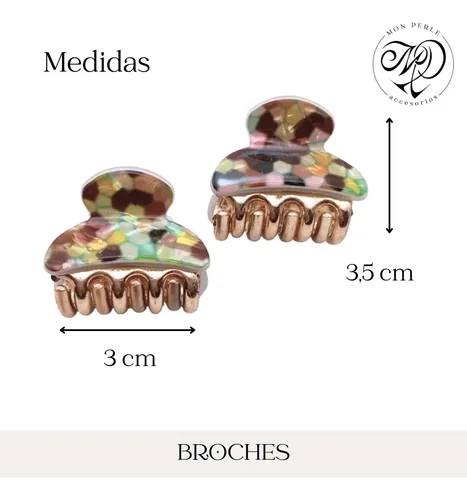 Broches Pelo Hebilla Gancho Media Colita Por Par Color Marrón