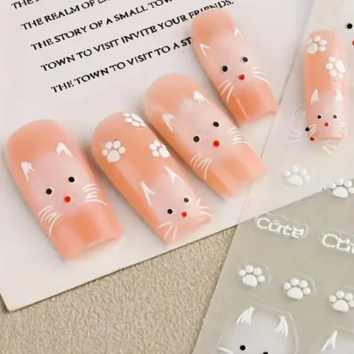 2 Hojas De Pegatinas 3d Para Uñas De Gatitos En 5d W1