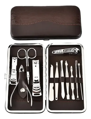 Set Manicura Pedicura 12 Piezas Acero Inoxidable Con Estuche