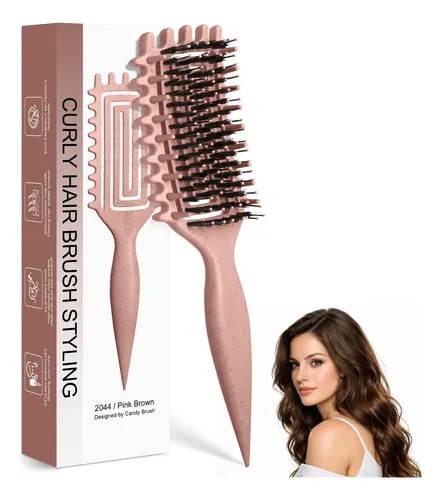 Cepillo De Pelo Quenxe, Color Rosa Y Marrón, Ventilado, Que