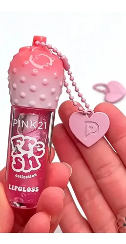 Gloss Labial Pink21 Fresh Collection Brillo Llavero Corazón