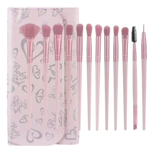 Set De 12 Pinceles De Maquillaje Para Ojos Con Estuche