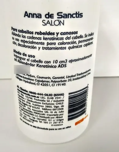 Ablandador De Canas Keratinico Anna De Sanctis 500ml