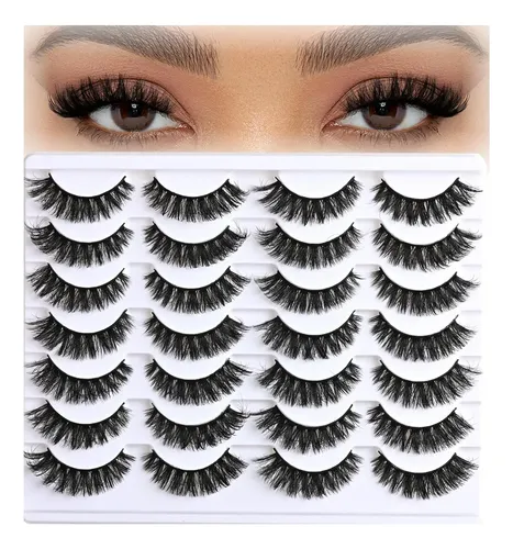 Pestañas Postizas Volumen Mink 14 Pares Estilo Cateye