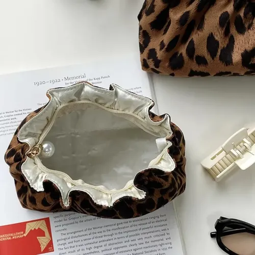 Cw Bolsa De Maquillaje Para Mujer Con Estampado De Leopardo