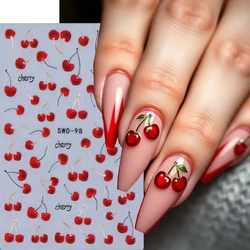 Pegatinas De Uñas Con Estampado De Gelatina De Cereza