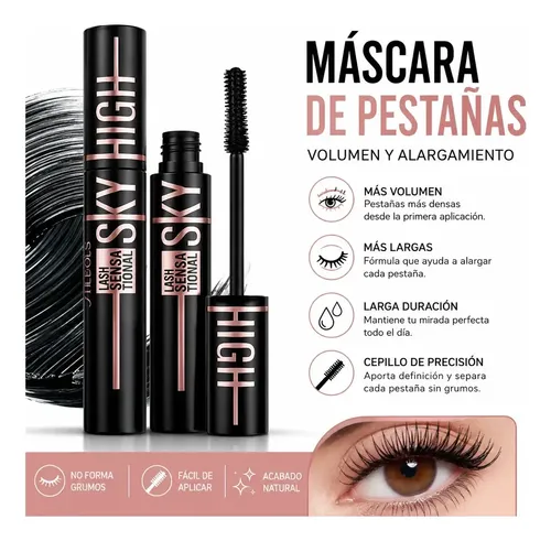 Rímel Alargador Para Pestañas, Efecto Lifting Y Volumen