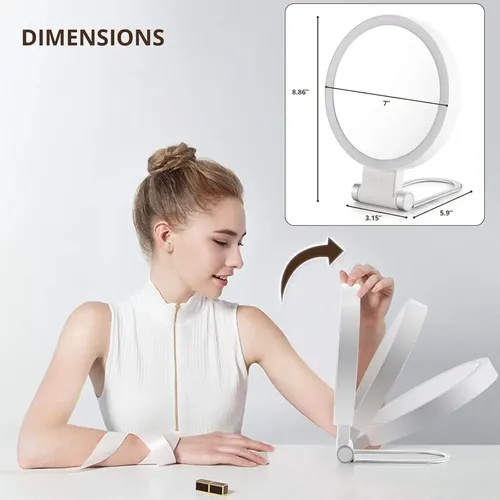 20x Magnification Folding Double-sided Mirror With Light
