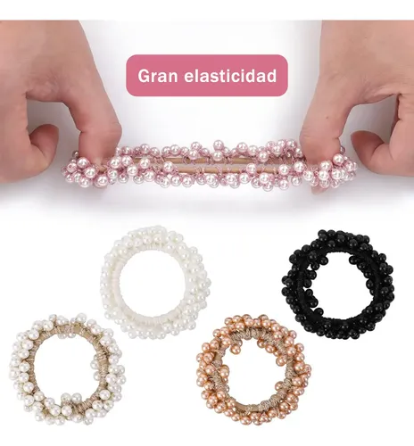 5 Scrunchies Elásticos Para Cabello Perlas Niñas