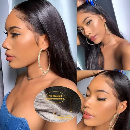 Cabello Liso Con Encaje Frontal, 100% Humano, 14 Pulgadas, N