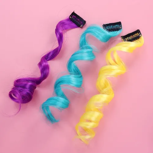 22 Extensiones De Cabello Rizado Con Clip De Colores