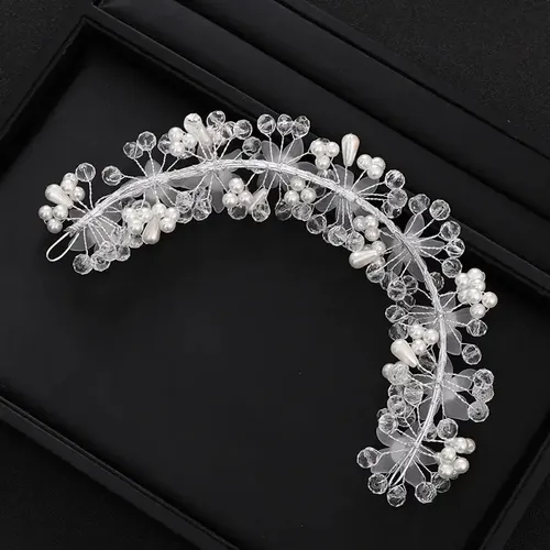 Ts Diadema De Perlas Y Flores De Cristal, Accesorios Para L