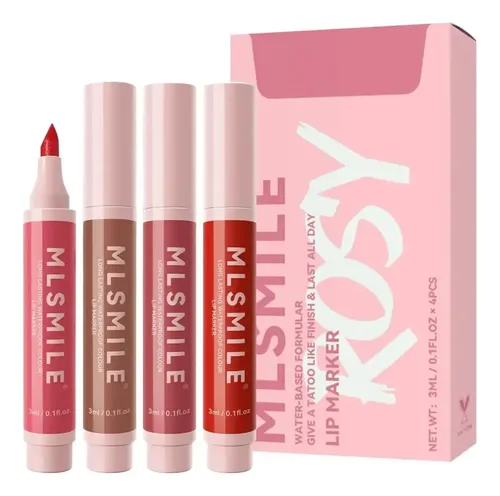 Set Lip Marker X4 Mlsmile Delineadores Fibra Tattoo Palladio