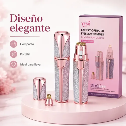 Depilador Mini Eléctrico 2 En 1 Elimina Vello Facial Y Cejas