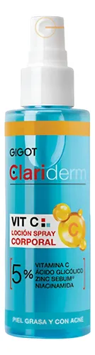 Gigot Clariderm Vit C Locion Spray Corporal Anti Acne 75ml.