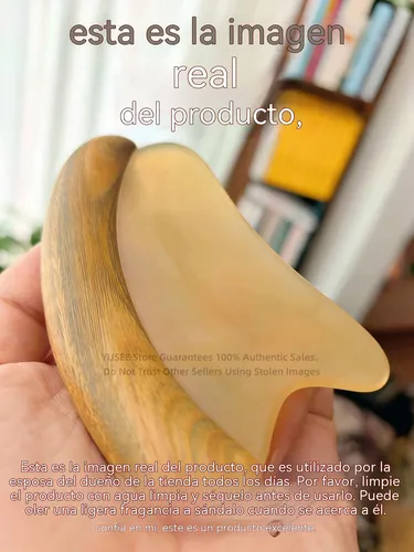 Tabla De Gua Sha De Cuerno Natural Y Madera De Sándalo Verde
