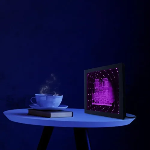 Espejo Led Infinito Rgb Túnel Vórtice Madera Decoración