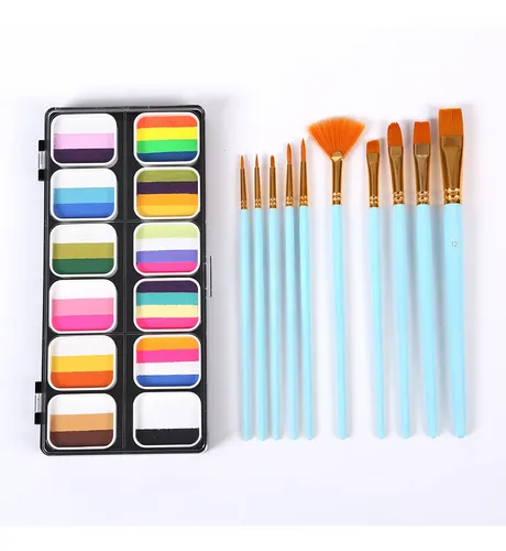 Set De Paletas De Pintura Waterolor: 12 Colores, 11 Pinceles