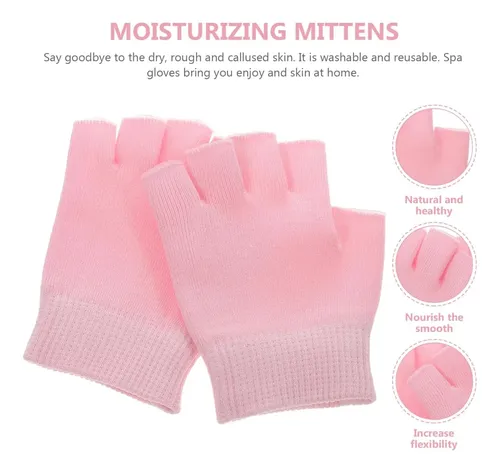 Guantes Hidratantes Rosa Sin Dedos Algodón Reutilizables