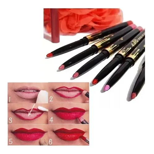 Set 6 Delineadores Labios Crayon Retractil 6 Colores