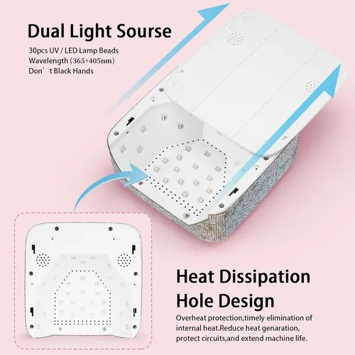 Lámpara Uv Led 72w Recargable Para Uñas Gel Con Sensor