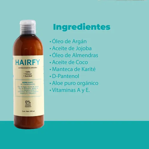 Acondicionador Anticaída Hairfy – Con aceite de Argán, Jojoba, coco, manteca de Karité, Pantenol