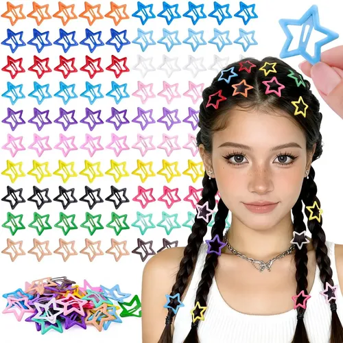 100 Pinzas De Pelo Con Estrellas De Colores