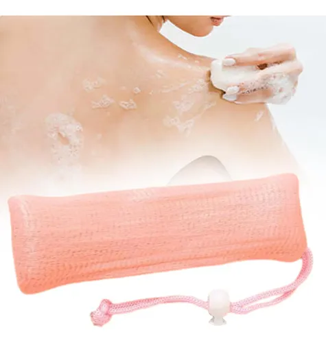 Jabón Exfoliante Corporal Con Portajabón Burbujas Rosa
