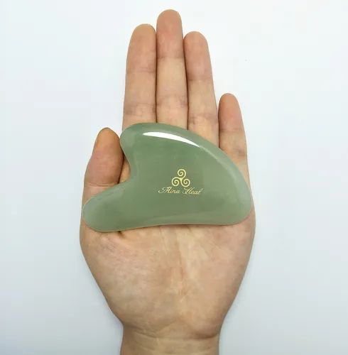 Set De Masajeador Facial Gua Sha Mina Heal Jade Stone X2