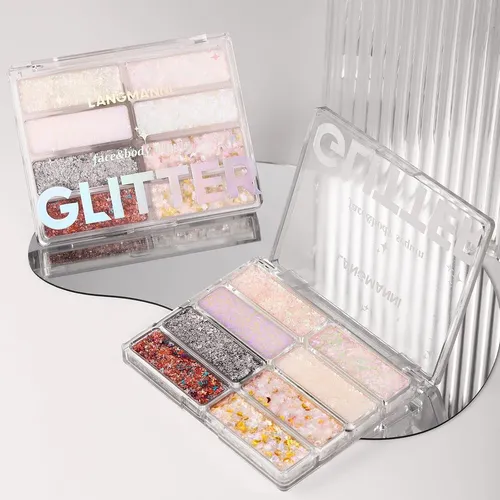 Paleta De Brillos Cuerpo Y Rostro Langmanni 8 Colores