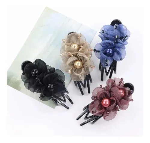 Paquete De 4 Pinzas Decorativas For El Pelo Con Flores