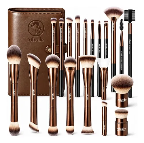 Set 20 Pinceles Maquillaje Profesional Con Estuche Negro