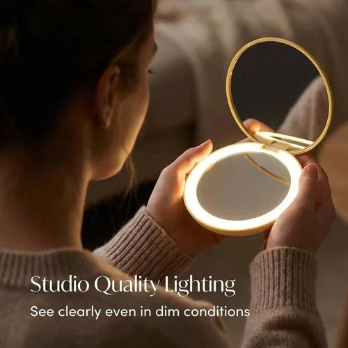 Espejo De Maquillaje Fancii Con Luz Led 10x Recargable Oro