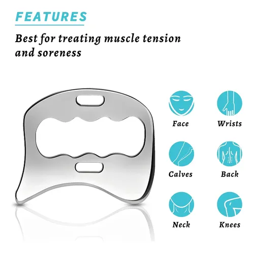 Herramienta Raspadora Muscular Gua Sha, 2 En 1, De Acero Ino