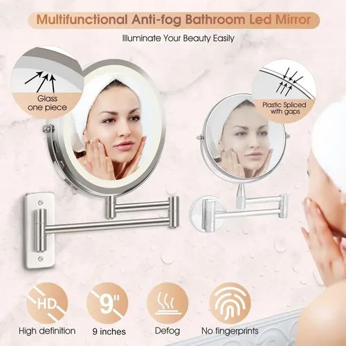 Espejo De Maquillaje Vesaur Recargable De 1x/10x Con Aumento