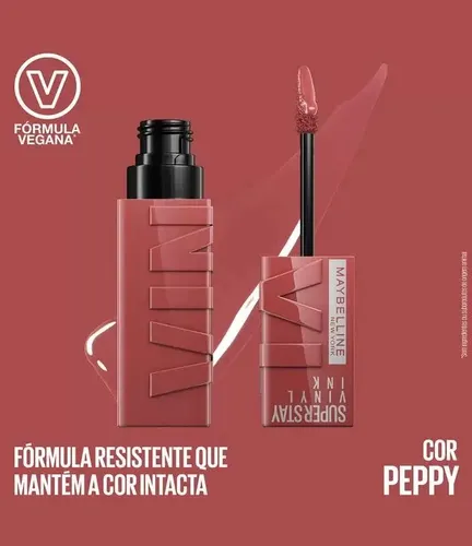 Labial Líquido Maybelline SuperStay Vinyl Ink PEPPY