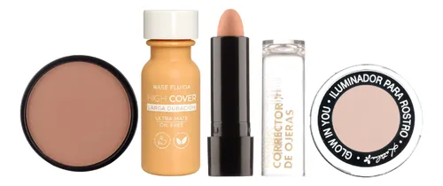Kit X4 Maquillaje Rostro Alta Cobertura Tono Beige Katalia