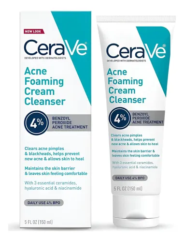 Cerave Limpiador Facial Espumoso 4% Peróxido De Benzoilo