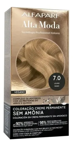 Tintura Alta Moda Alfaparf En Kit Sin Amoniaco Vegana Tono 7.0 rubio