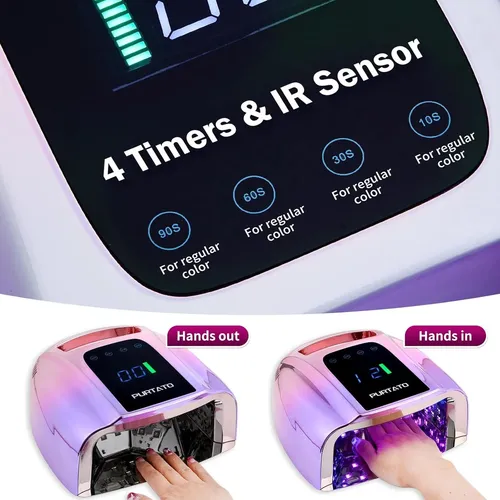 Lámpara Uv Led Purtato 96w Inalámbrica Gradiente Púrpura