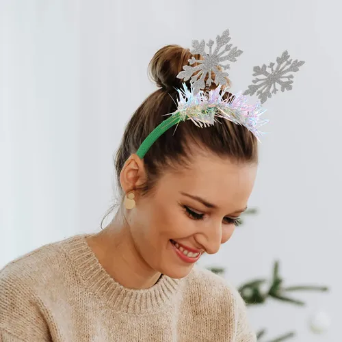Diadema Navideña Para Fiesta, Banda Ligera Para Cabello Green And Silver