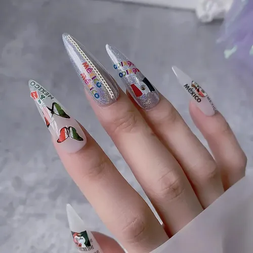 6 Hojas/juego De Pegatinas De Uñas Con Bandera Mexicana Para