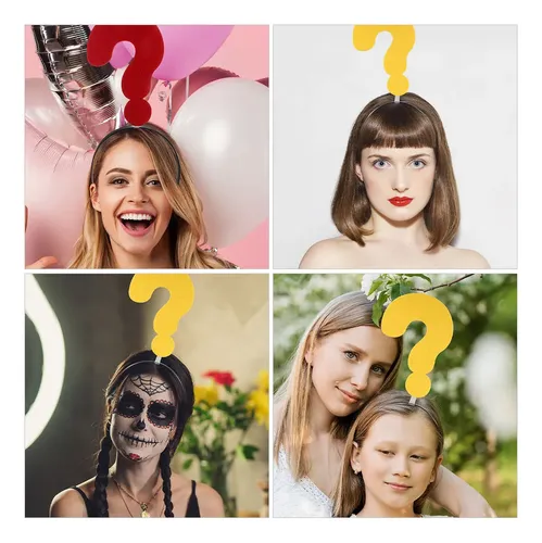 Divertido Aro For El Pelo Con Signos De Interrogación Y Exc