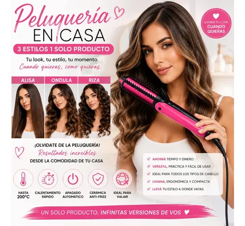 Plancha De Pelo 3 Estilos En 1 Cambio De Look En Casa