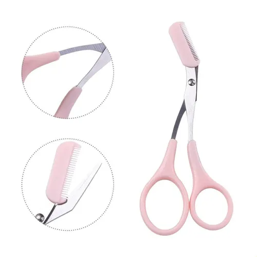 Set De 3 Tijeras Y Peine Para Cejas, Rosa
