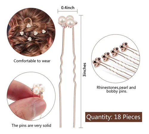 18 Pcs Pearl Hair Pins Accesorios Para El Cabello…
