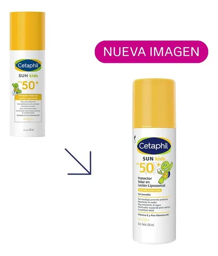 Cetaphil Sun Kids FPS 50+ Protector Solar Loción Liposomal Infantil 150 ml | Con vitamina E, glicerina y pantenol; alta protección FPS 50+, uso pediátrico desde 6 meses y dosificador especial.
