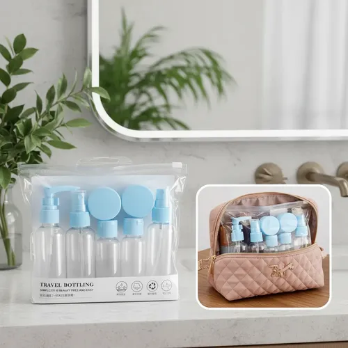 Set Kit Neceser Organizador Cosméticos Viaje Botellas Frasco