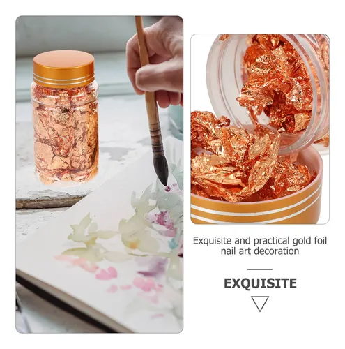 Set De Foil Dorado Para Uñas Con Pinzas Y Paillettes